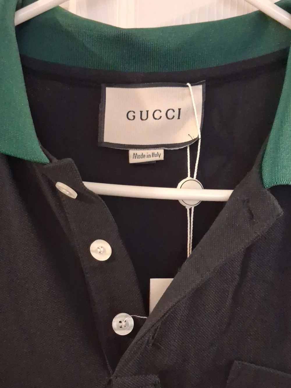 NWT Gucci Men’s Black Polo Shirt with Green & Red Trim